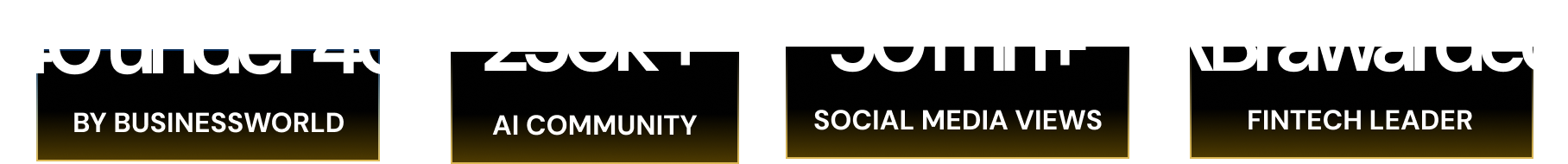 40 under 40 by Business World. 250K+ AI Community. 50 Mn+ Social Media Views. RBI awarded Fintech Leader.